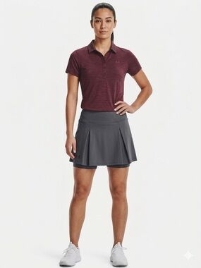 Under Armour Women’s Zinger Stripe Golf Polo Shirt Burgundy Maroon Size M